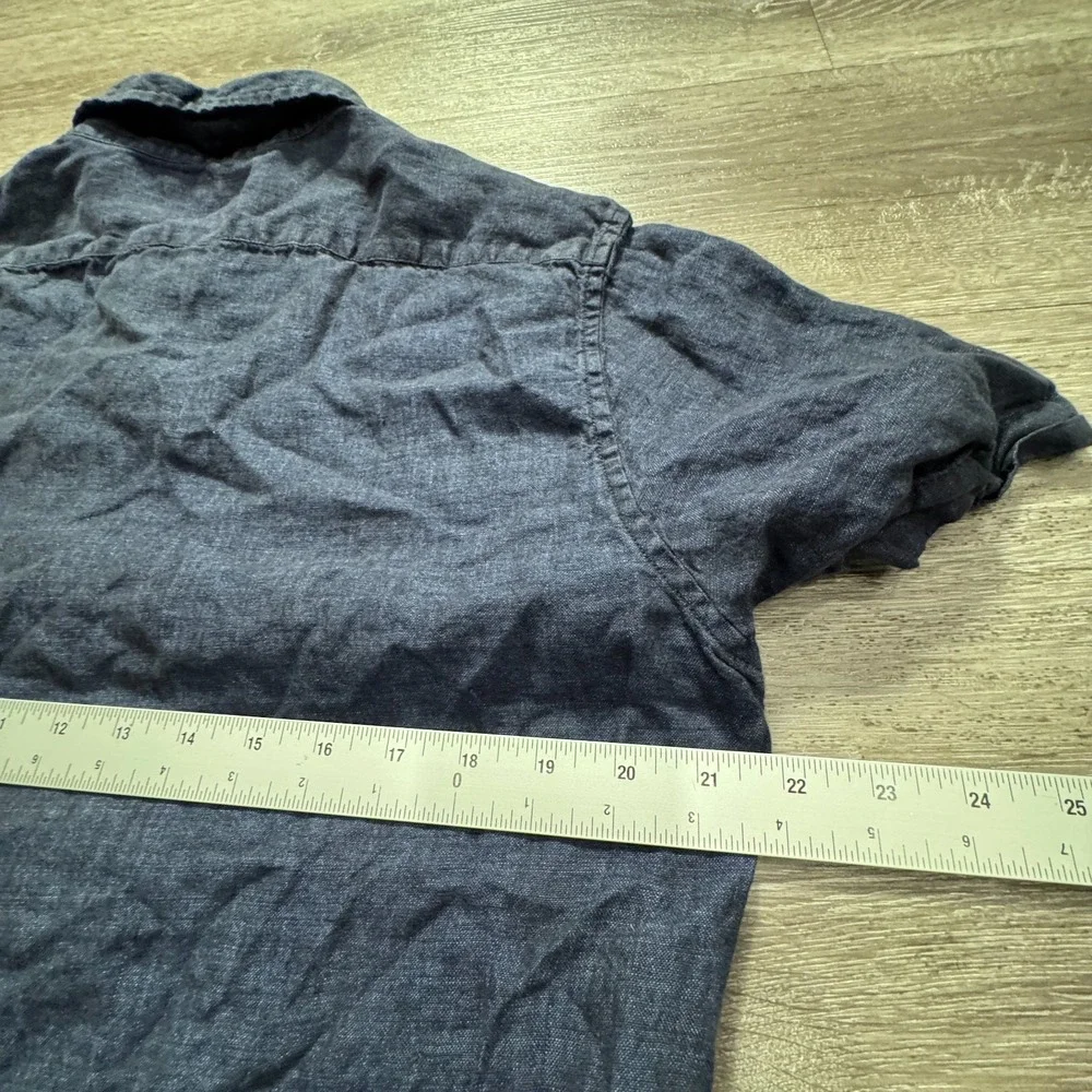 Banana Republic Shirt Men Large Blue 100%‎ Linen Slim Fit Summer Casual Preppy